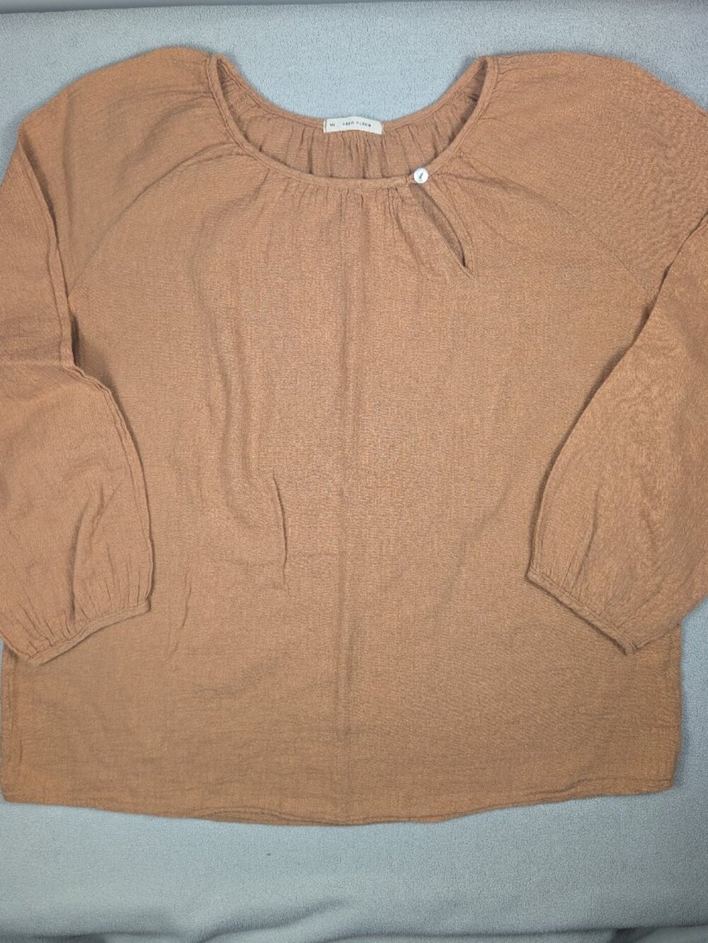 Soor Ploom Womens M/L Brown Cotton Gauze Peasant Blouse Made Brooklyn Boho